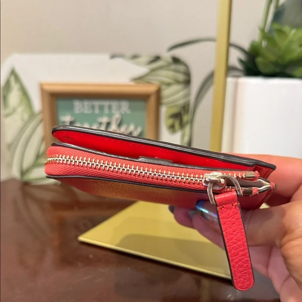 Kate Spade Vibrant Red Wallet Pink square card coin purse designer bifold